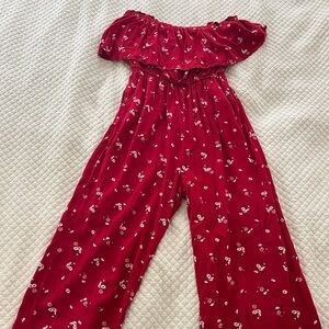 Hollister Red Floral Jumpsuit